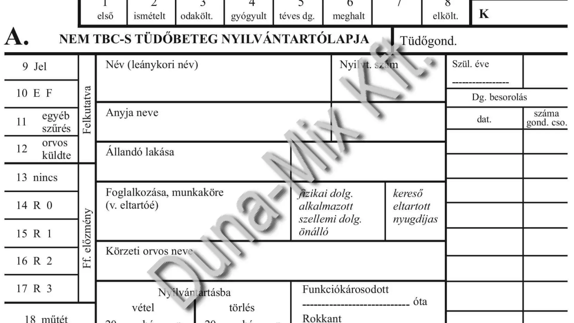Nem TBC betegnyilvántartó